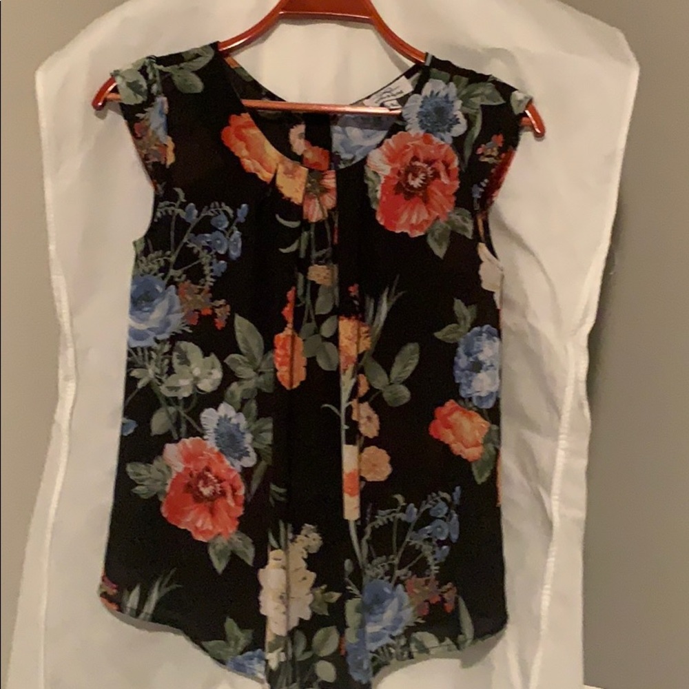 Black flower blouse